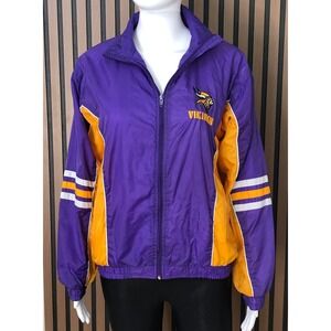 Minnesota Vikings NFL Jacket Boy Youth 14-16Purple Orange Logo Jacket Zip Retro